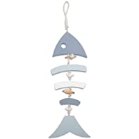 YiYa Decoración de Madera Huesos de Pescado con Concha y Conchas para decoración náutica- decoración de Pared Adorno…